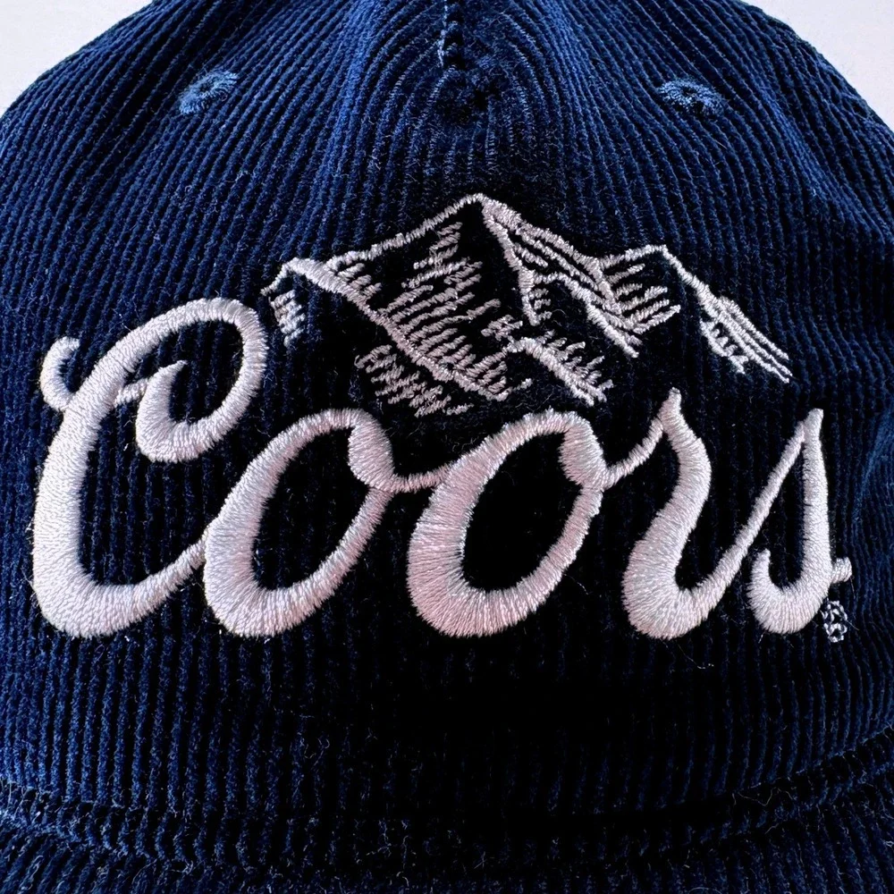 Coors Banquet Navy Blue Corduroy Embroidered Mountain Logo Snapback Cap